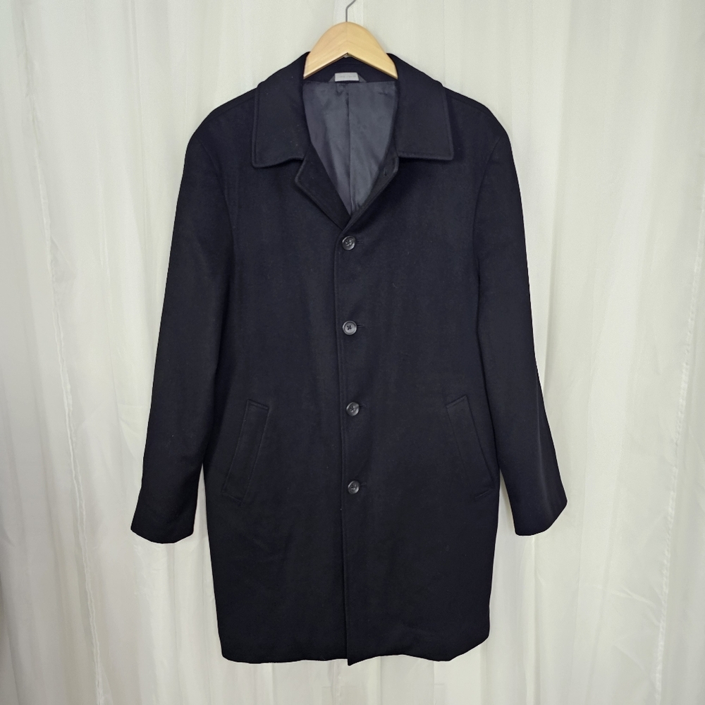 Loro Piana Storm System John W Nordstom Black Wool Classic Timeless Overcoat 40